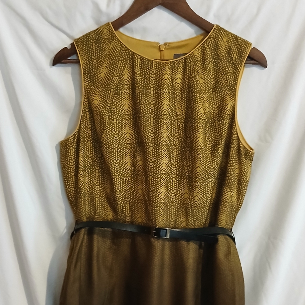 Vince Camuto Gold and Black Midi Dress